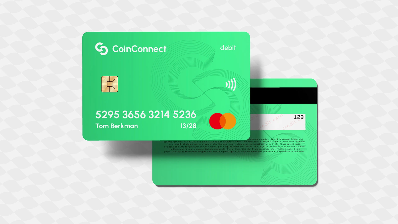 Debit card design, front and back