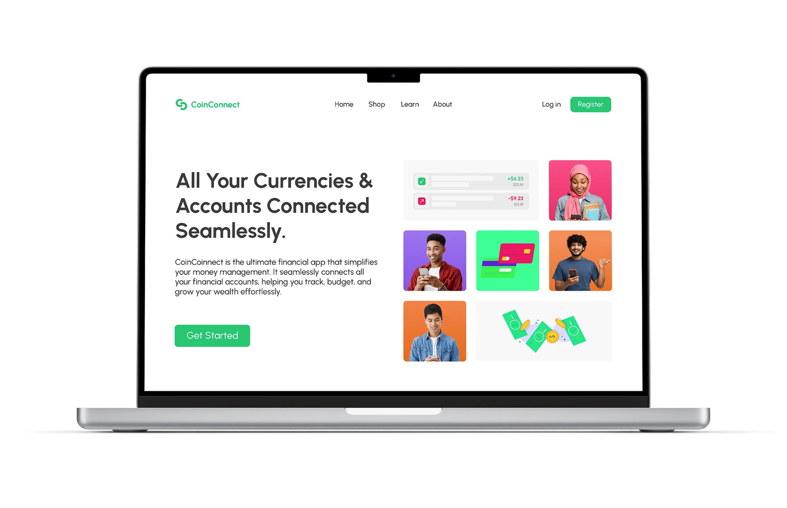 Desktop landing page