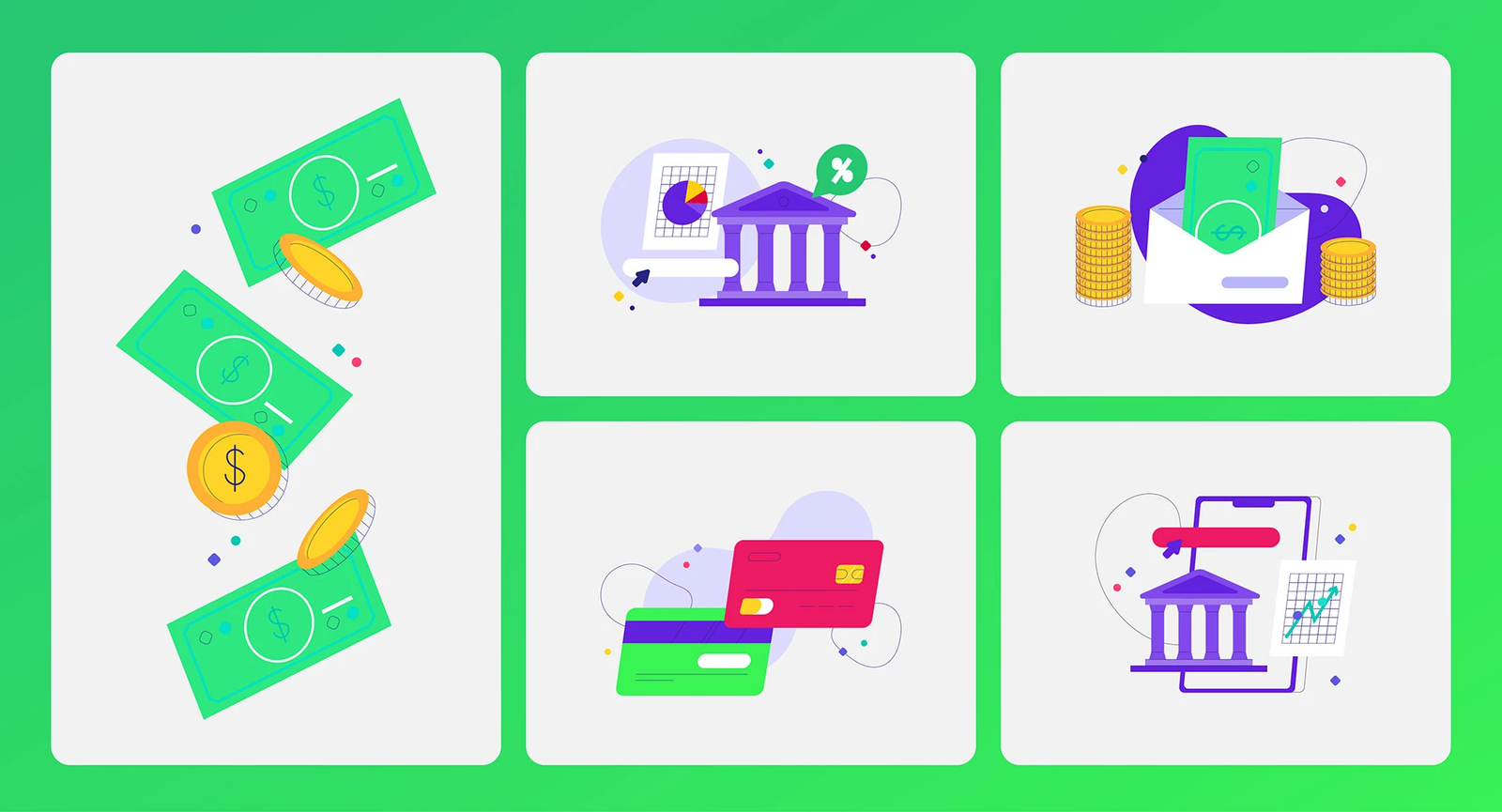 Custom fintech illustrations for the platform