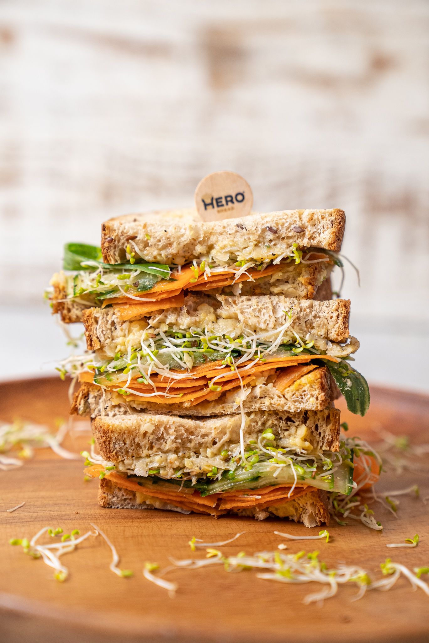 Hummus and Veggie Sandwich on 1g Net Carb Hero Seeded Bread
