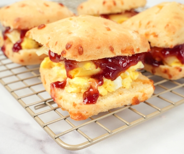 Scrambled Egg, Cheese, & Jam Biscuit Sandwich