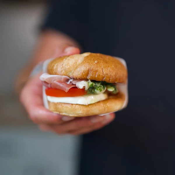 Tomato Mozzarella and Prosciutto Sandwich
