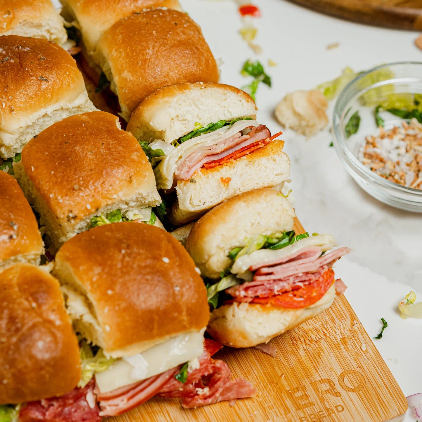 Italian Grinder Sandwich Sliders on Hero 0g Net Carb Hawaiian Rolls.