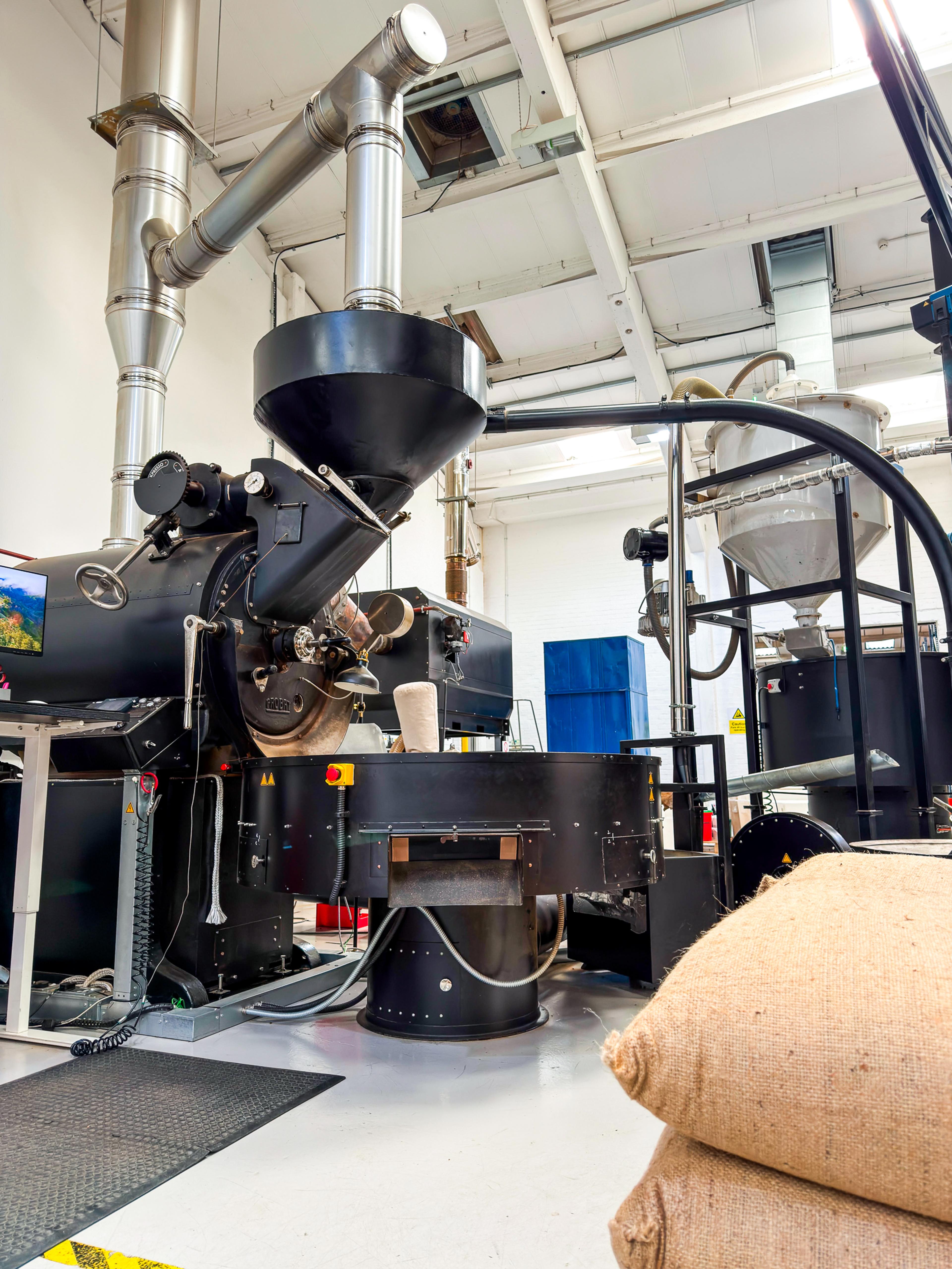 A Probat coffee roaster in a working roastery