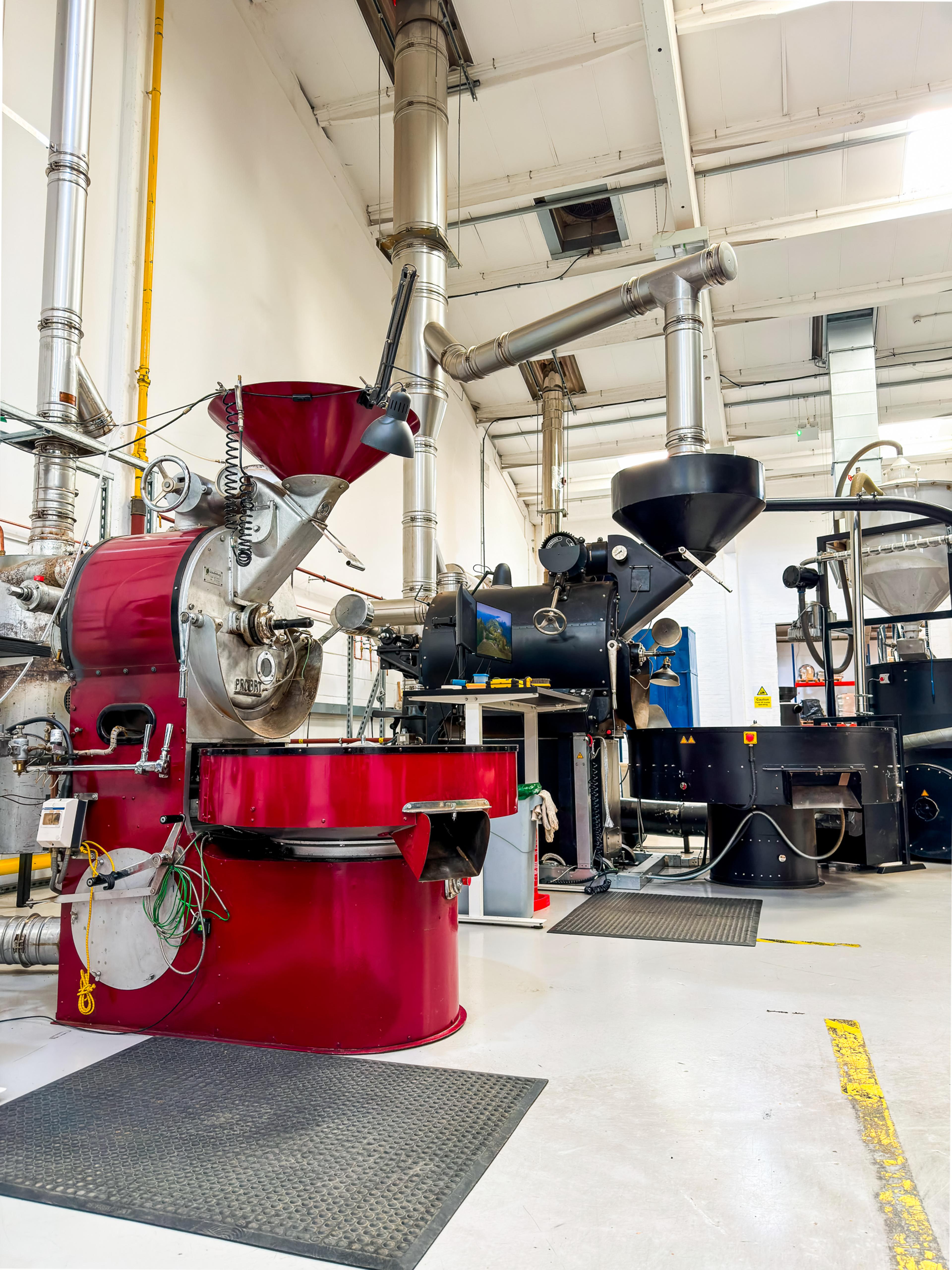 A Probat coffee roaster in a working roastery