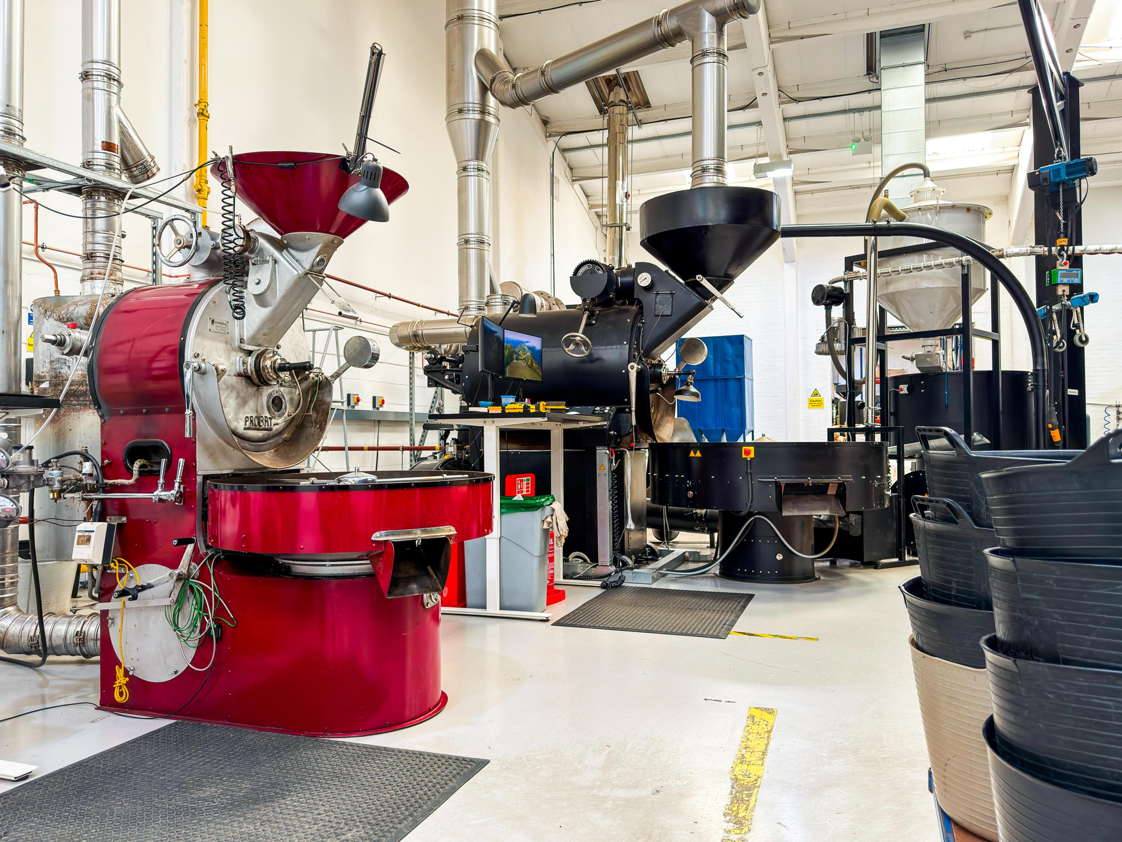A Probat coffee roaster on location at a customer's roastery