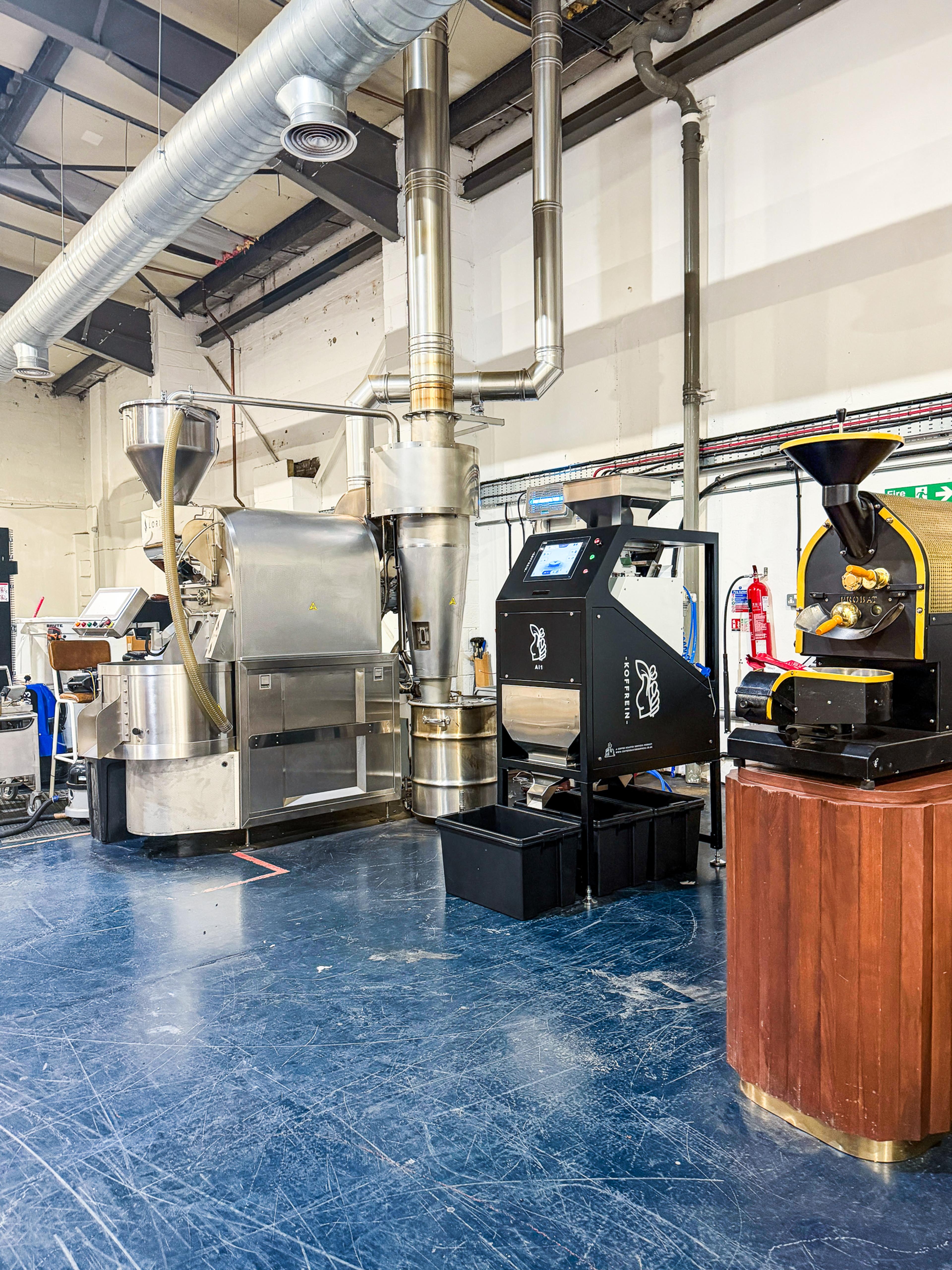 A Loring coffee roaster at Koffrein's roastery