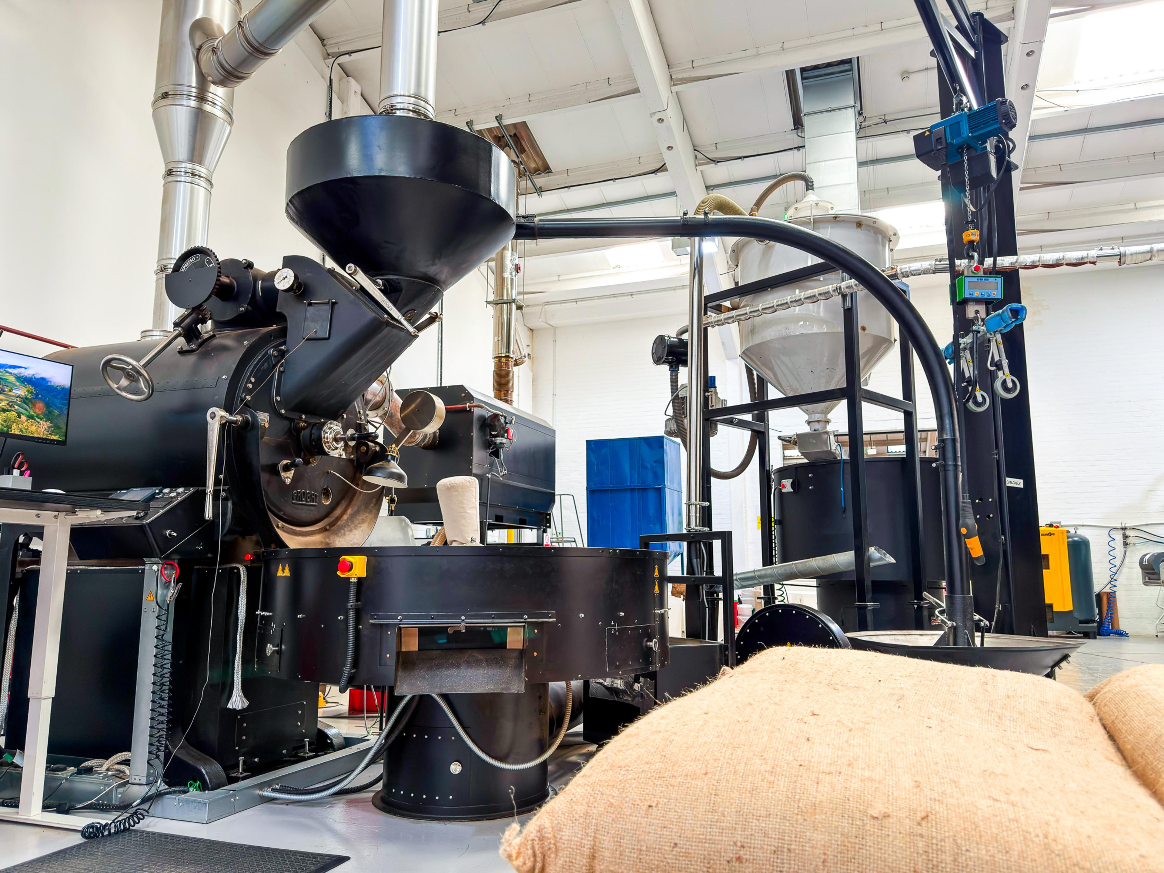 A Probat coffee roaster in a working roastery