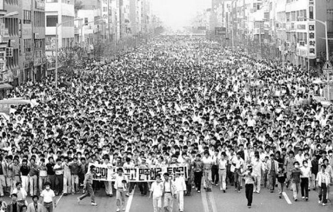 Gwangju Uprising - Citizens protesting for democracy, on 18-27 May 1980, South Korea
