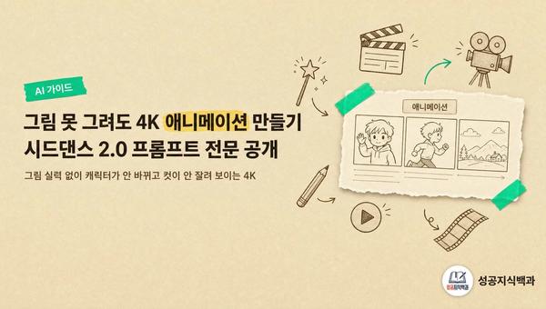 그림 못 그려도 4K 애니메이션 만들기: 시드댄스 2.0 프롬프트 전문 공개 커버 이미지