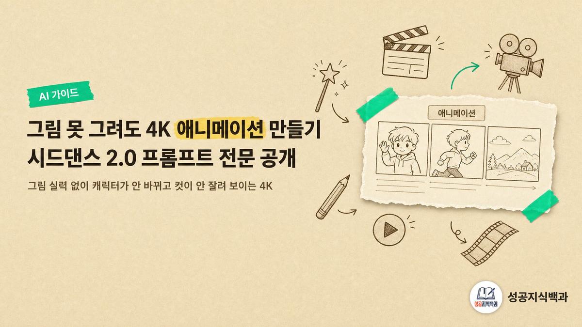 그림 못 그려도 4K 애니메이션 만들기: 시드댄스 2.0 프롬프트 전문 공개 커버 이미지