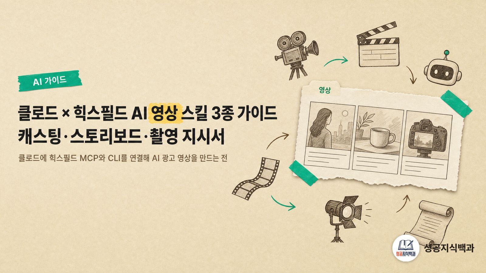 클로드 × 힉스필드 AI 영상 스킬 3종 가이드: 캐스팅·스토리보드·촬영 지시서 커버 이미지