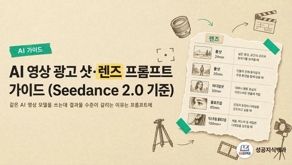 AI 영상 광고 샷·렌즈 프롬프트 가이드 (Seedance 2.0 기준) 커버 이미지