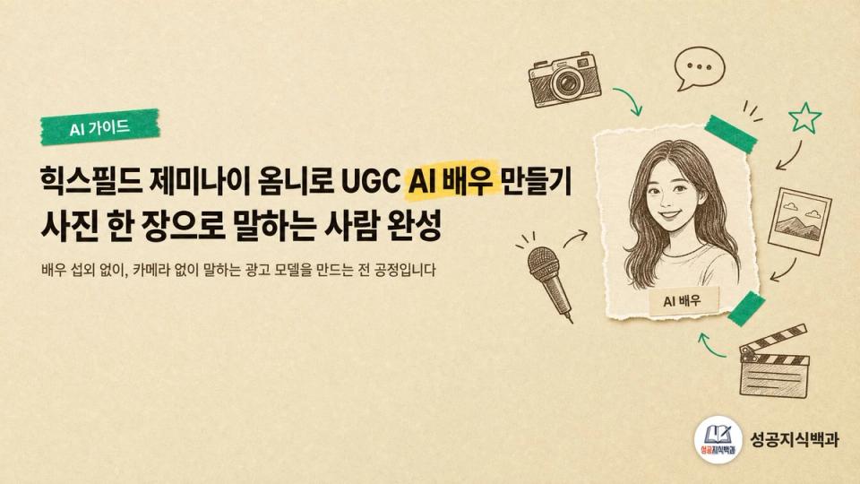 힉스필드 제미나이 옴니로 UGC AI 배우 만들기: 사진 한 장으로 말하는 사람 완성 커버 이미지