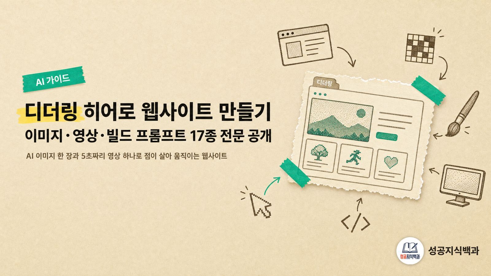 디더링 히어로 웹사이트 만들기: 이미지·영상·빌드 프롬프트 17종 전문 공개 커버 이미지