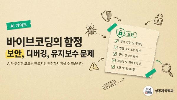 바이브코딩의 함정: 보안, 디버깅, 유지보수 문제 커버 이미지
