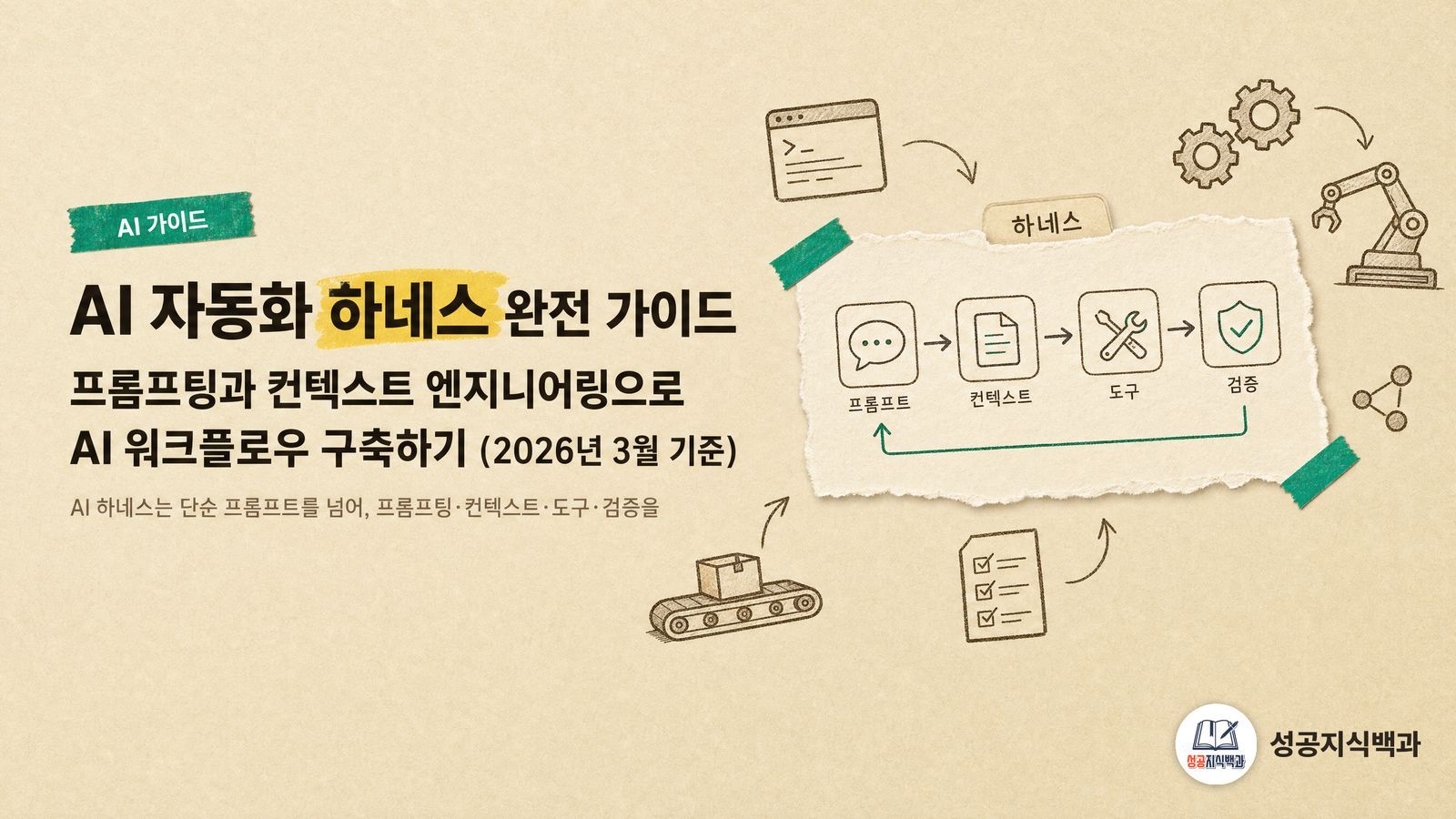 AI 자동화 하네스 완전 가이드: 프롬프팅과 컨텍스트 엔지니어링으로 AI 워크플로우 구축하기 (2026년 3월 기준) 커버 이미지