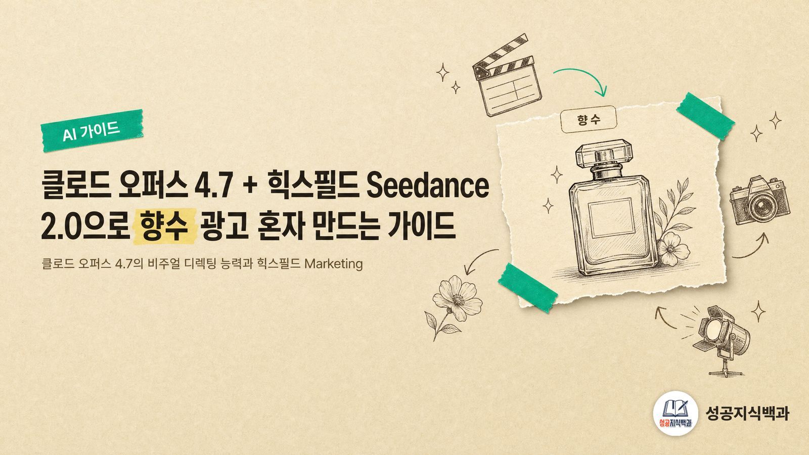 클로드 오퍼스 4.7 + 힉스필드 Seedance 2.0으로 향수 광고 혼자 만드는 가이드 커버 이미지