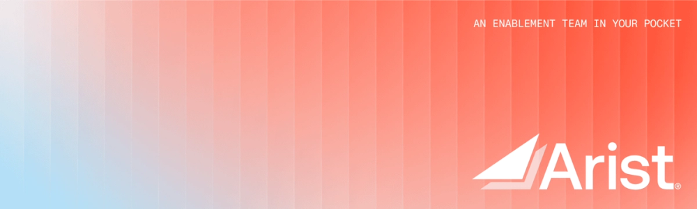 Arist banner reading “An enablement team in your pocket”, on the orange-to-blue gradient.