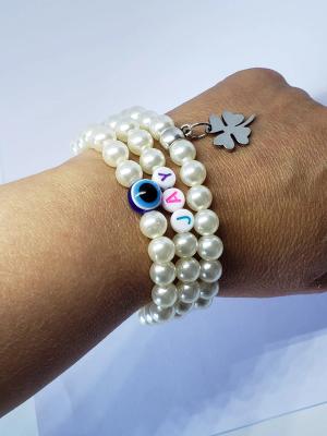 Pearl bracelet set with three