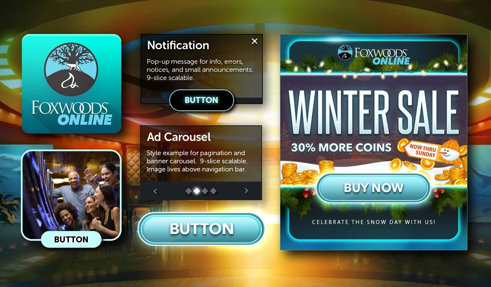 Some design by me, some by team members. Background painting by David Kuo .