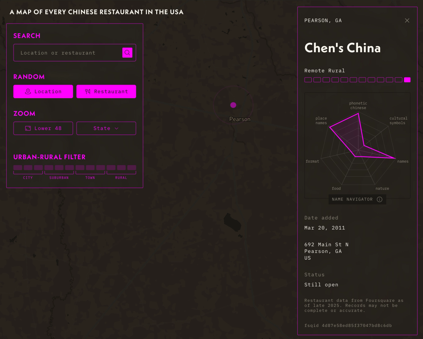 Interactive map of Chinese restaurants