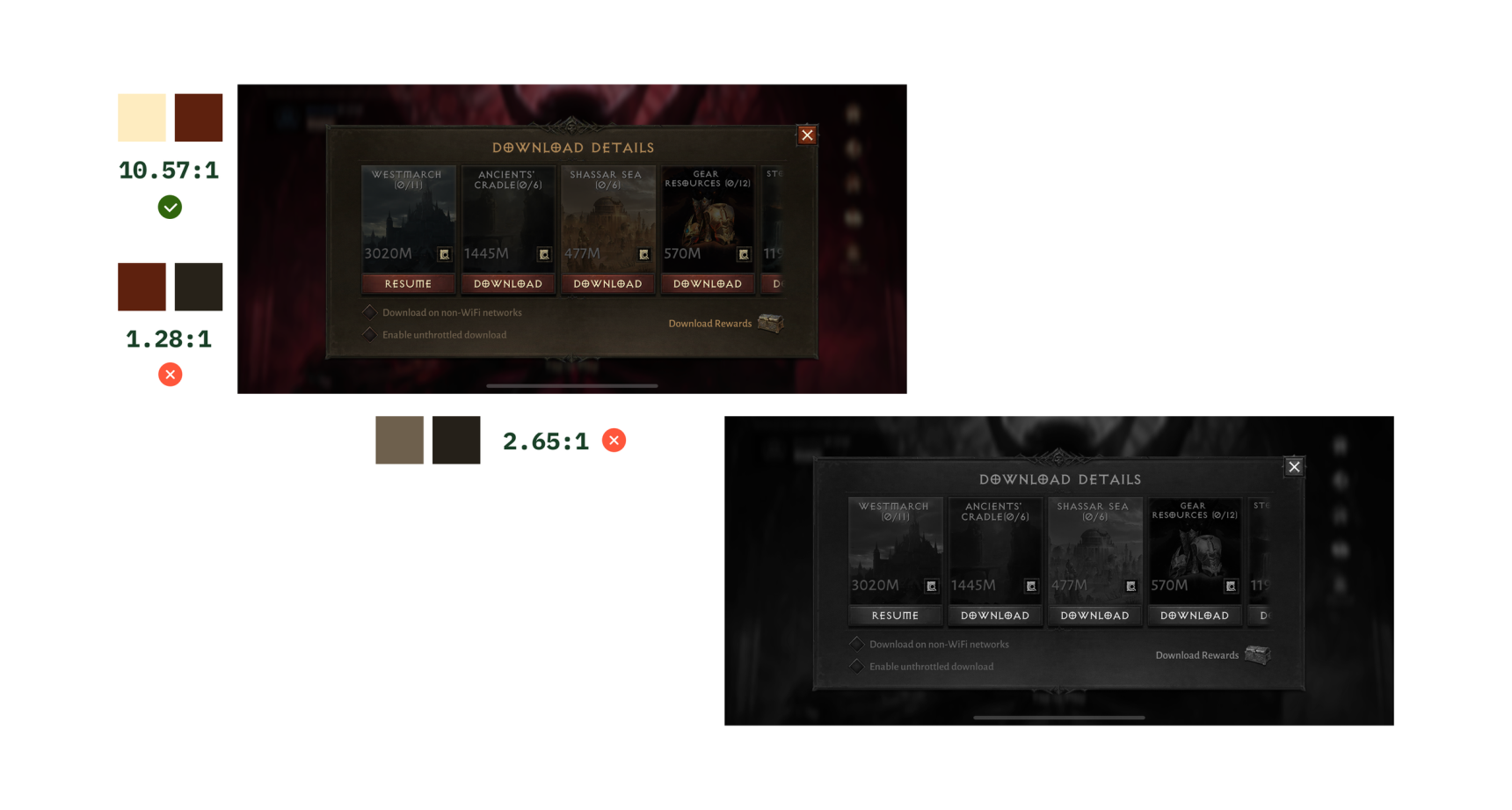   Screenshot on the left, and colour removed on the right using the luminosity blend mode.    