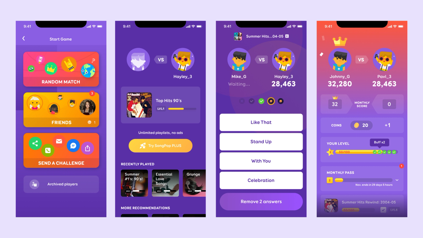 four original screens of the playlist flow