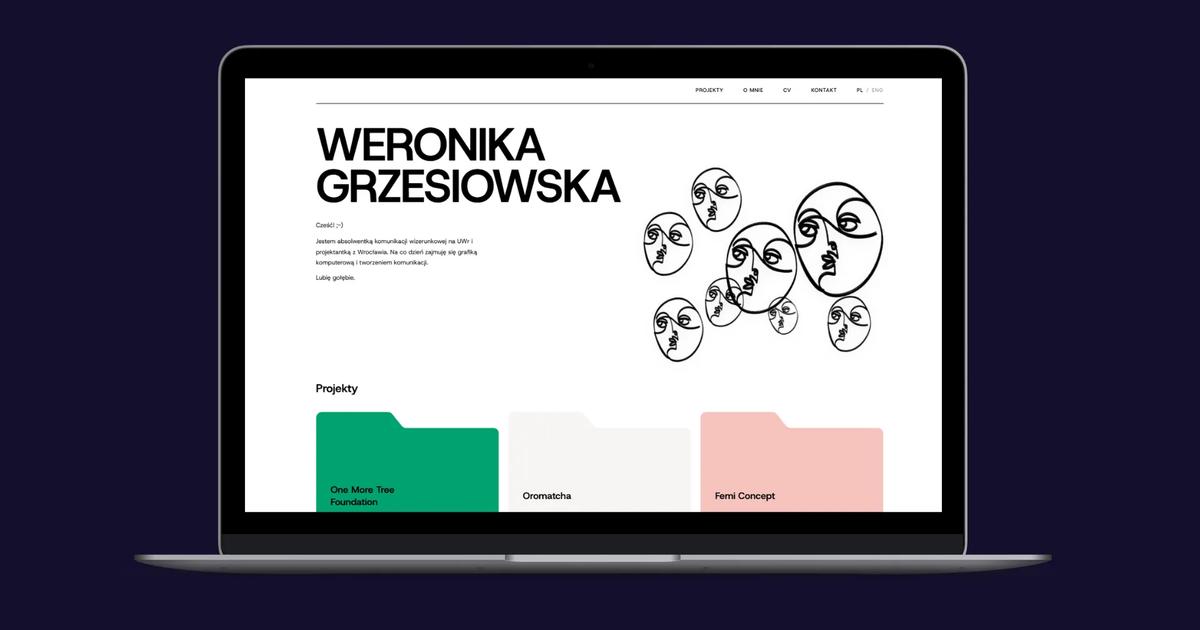 strona główna strony portfolio klientki
