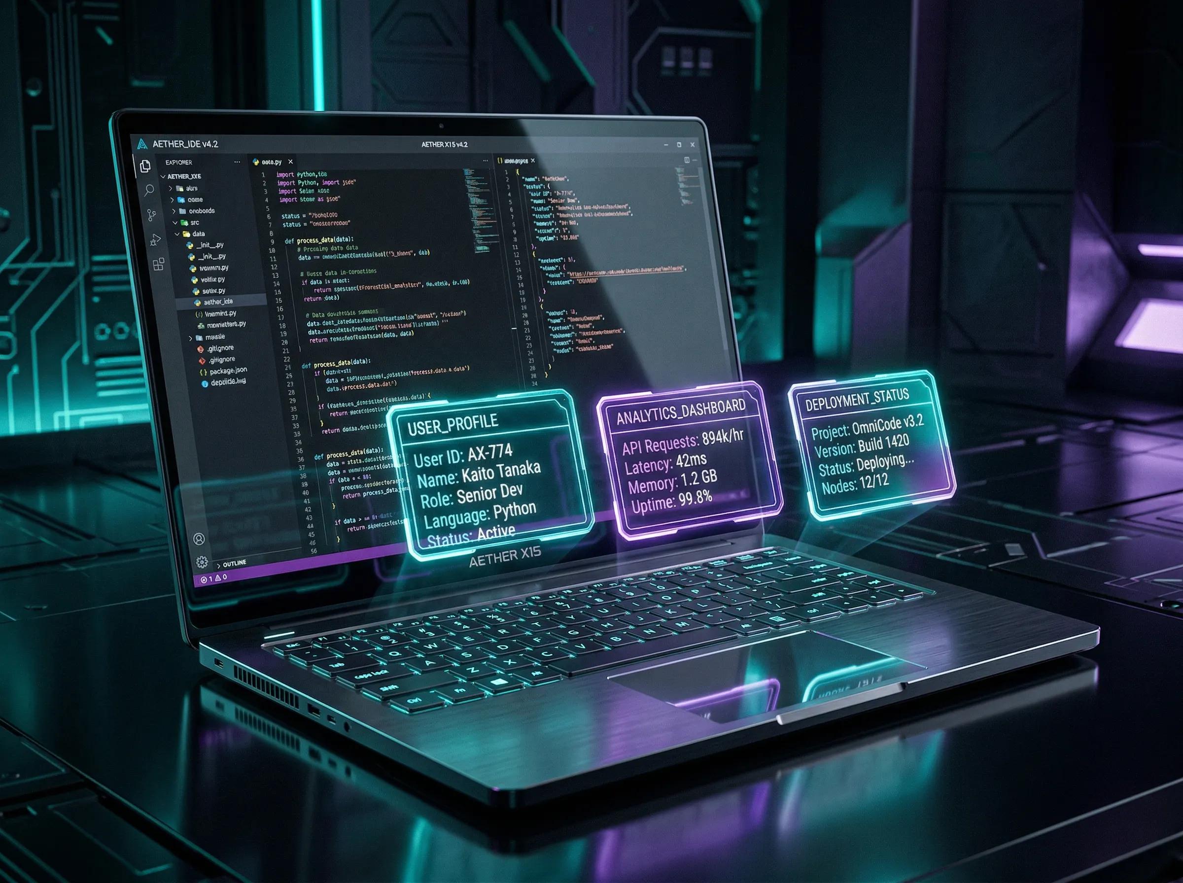 Zdjęcie futurystycznego laptopa