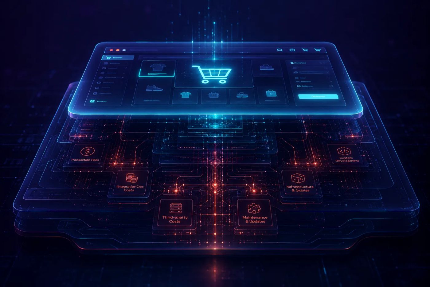 Simple shop, abstract futuristic image