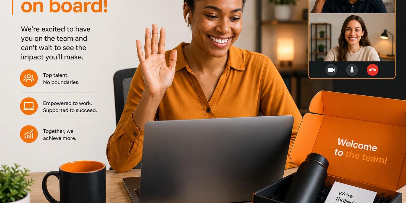 Remote employee onboarding checklist - new hire on a welcome video call