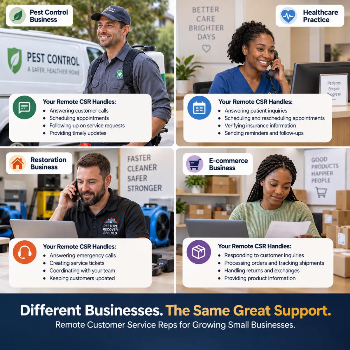 Industries where small businesses outsource customer service most effectively