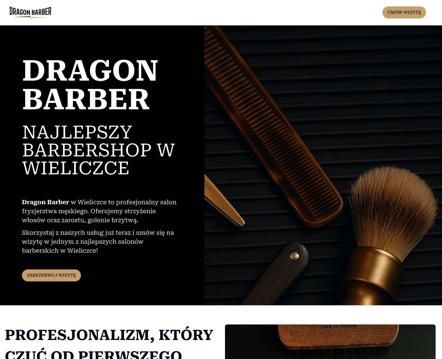 Screen ze strony https://www.dragonbarber.pl/