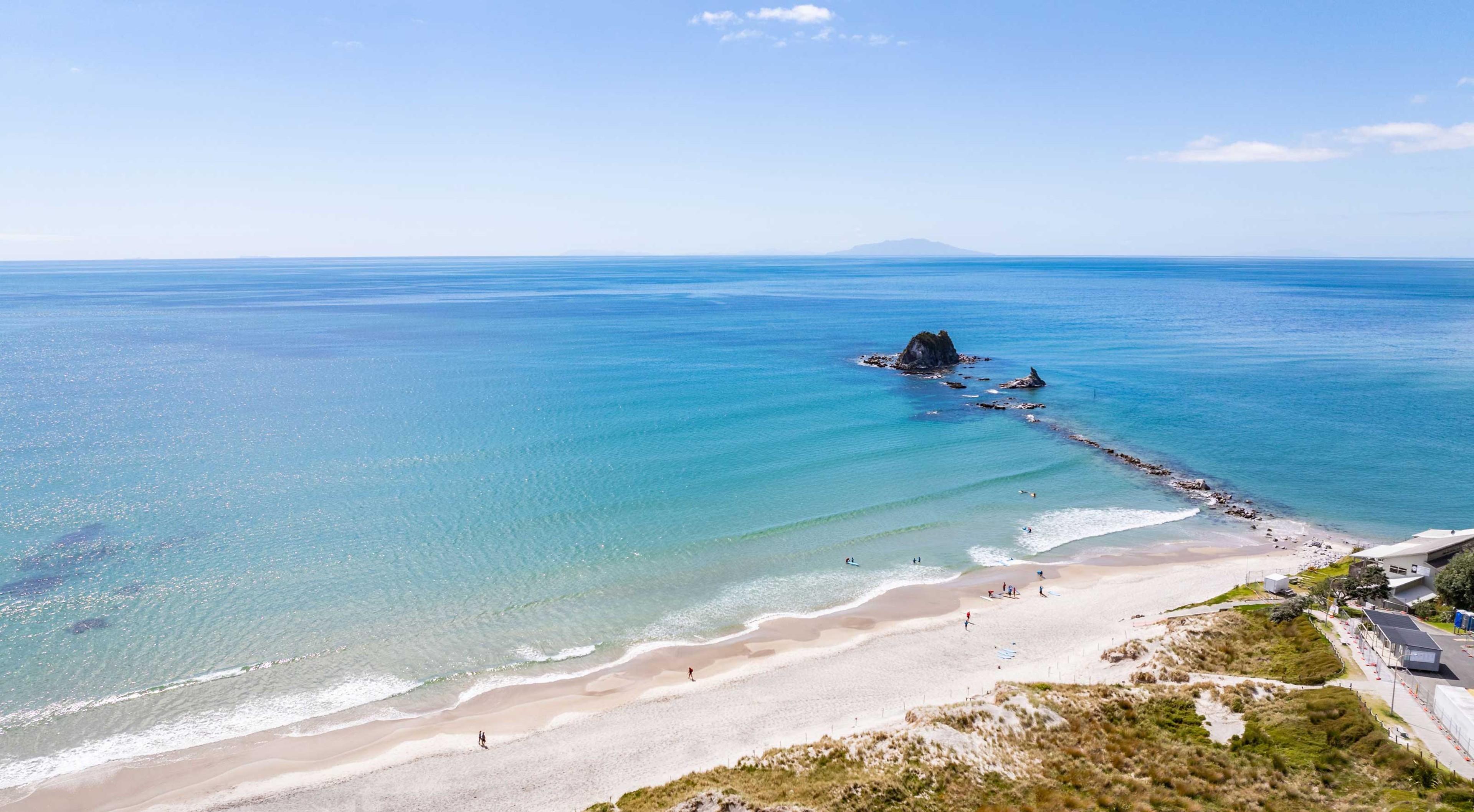 Mangawhai beach and coastline from above