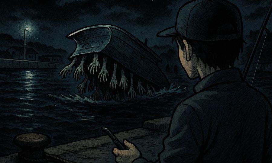 逆向きの船