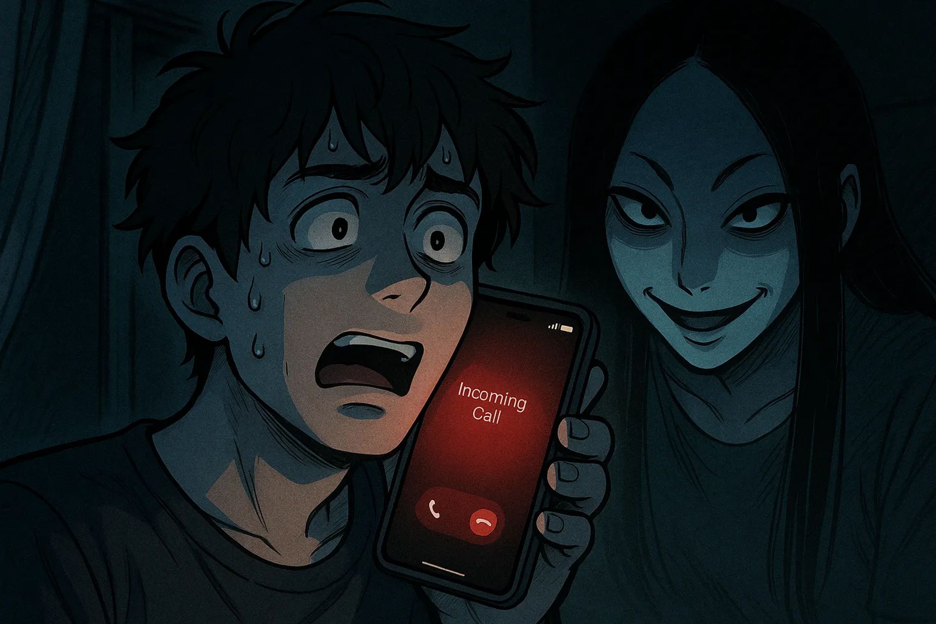 Japanese Ghost Story illustration "title: Her Voice"