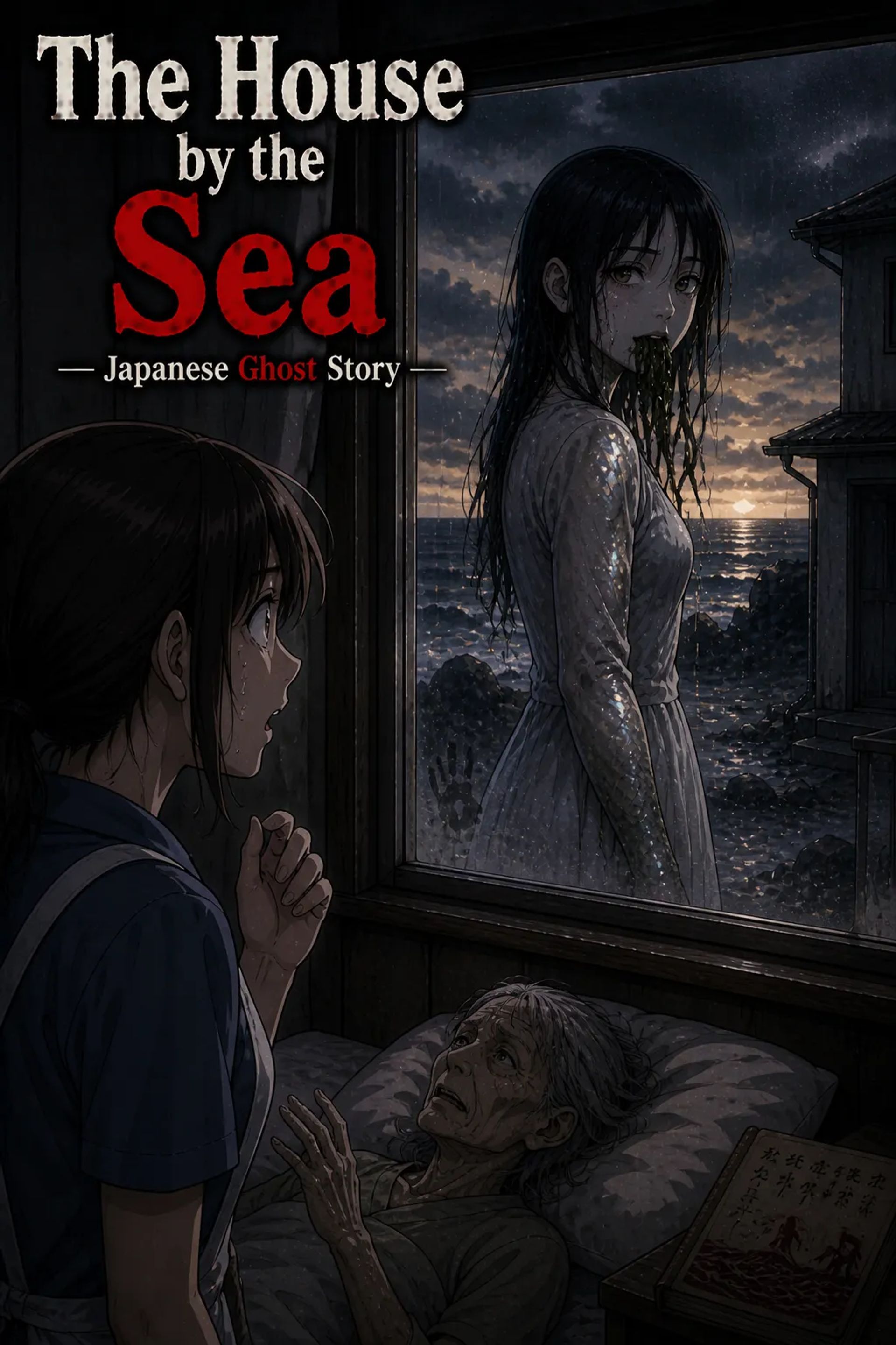 Japanese Ghost Story illustration "title: The House by the Sea"