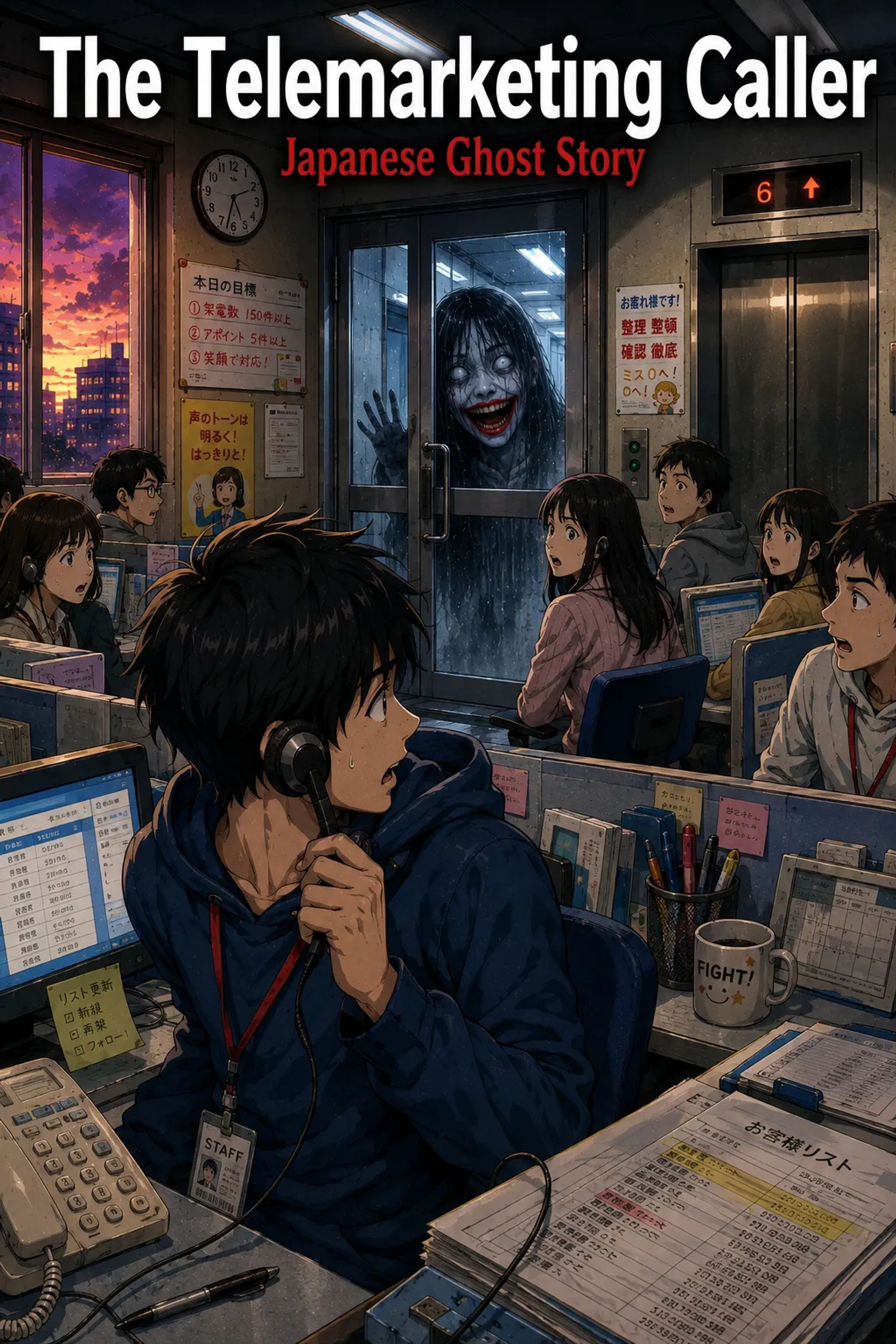 Japanese Ghost Story illustration "title: The Telemarketing Caller"