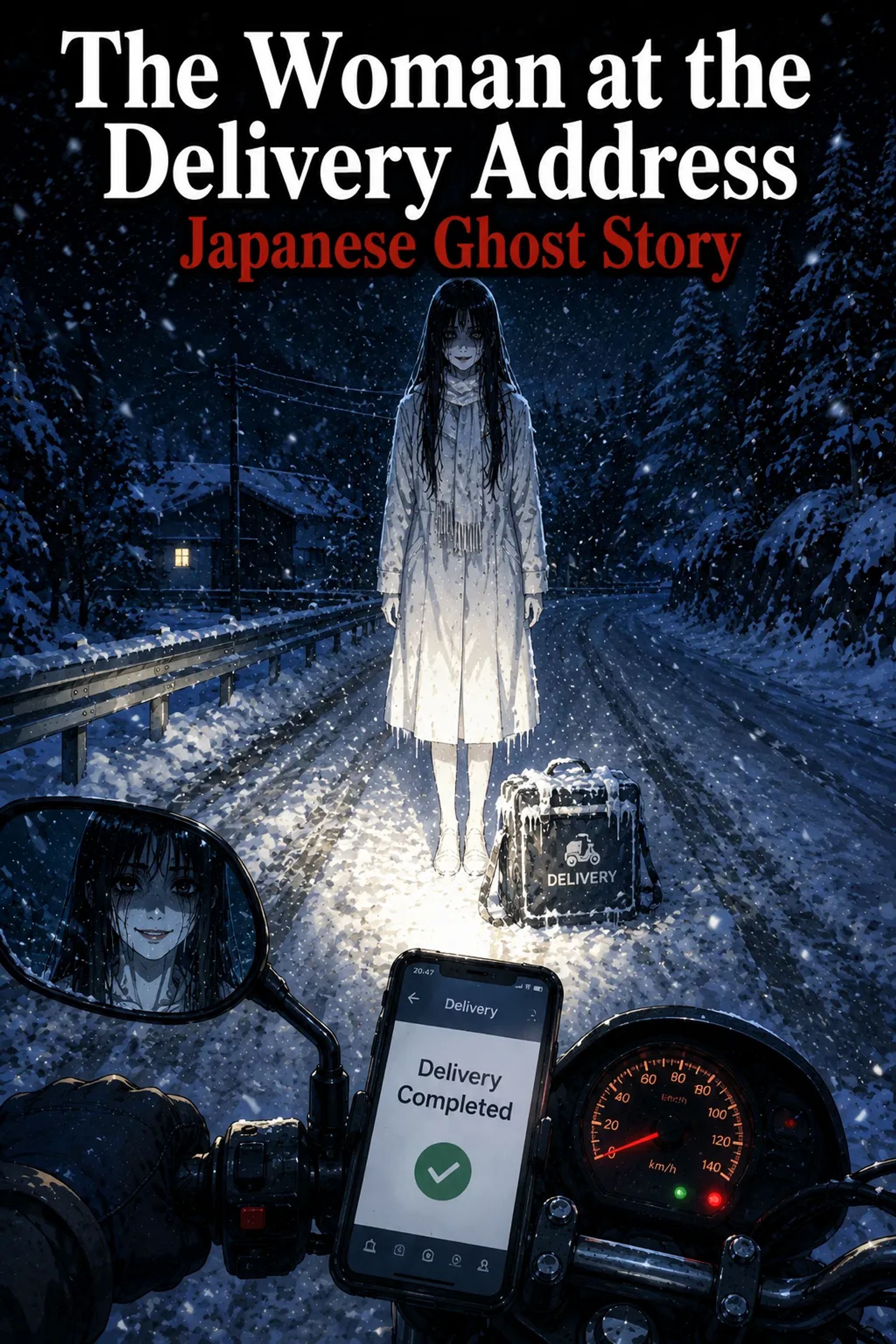 Japanese Ghost Story illustration "title: The Woman at the Delivery Address"