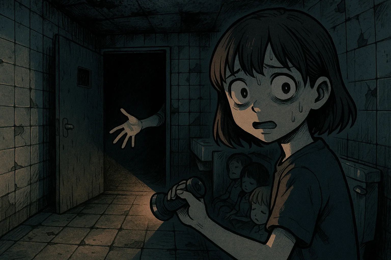 Japanese Ghost Story illustration "title: The Hanako-san Who Calls"