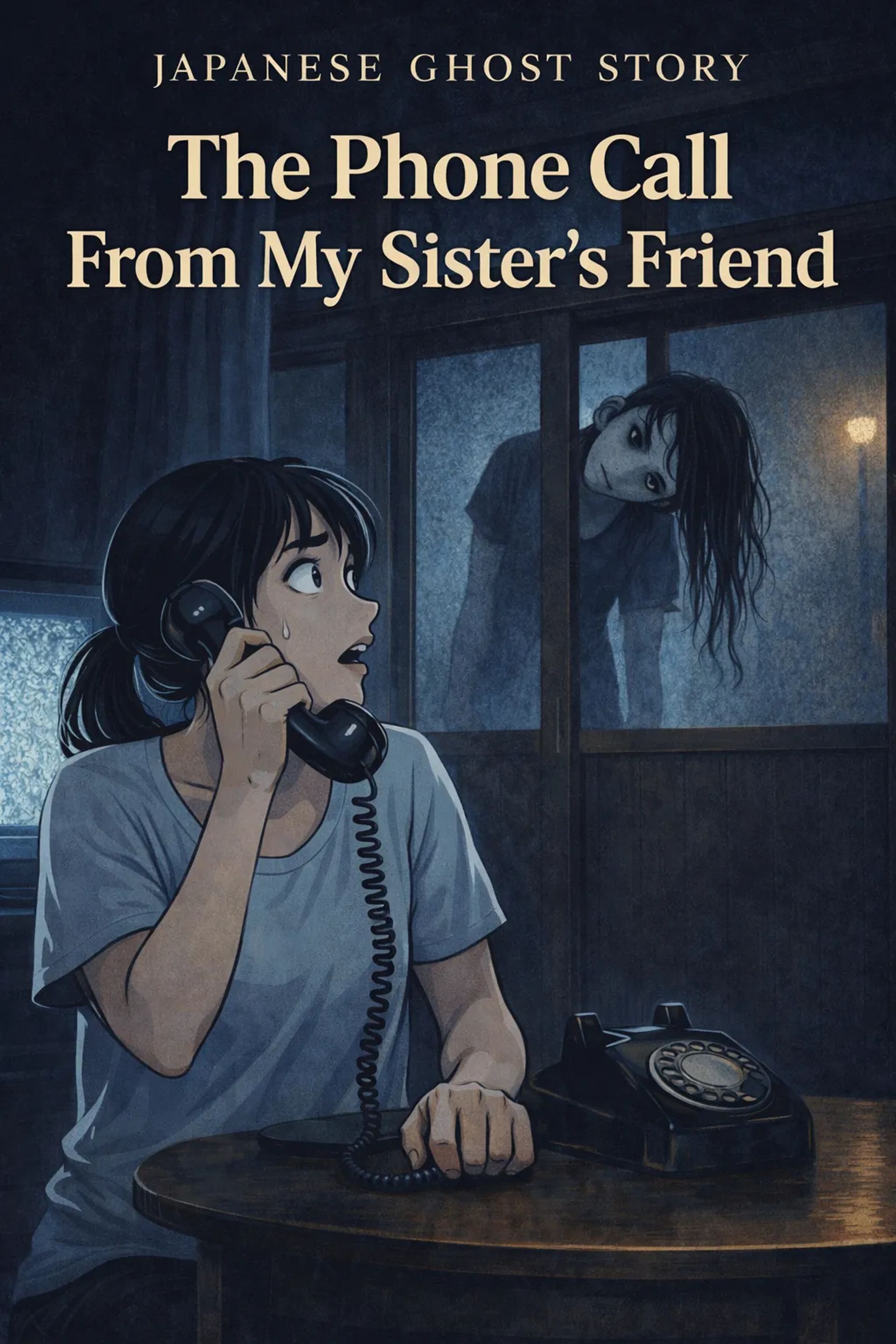 Japanese Ghost Story illustration "title: The Phone Call From My Sister's Friend"