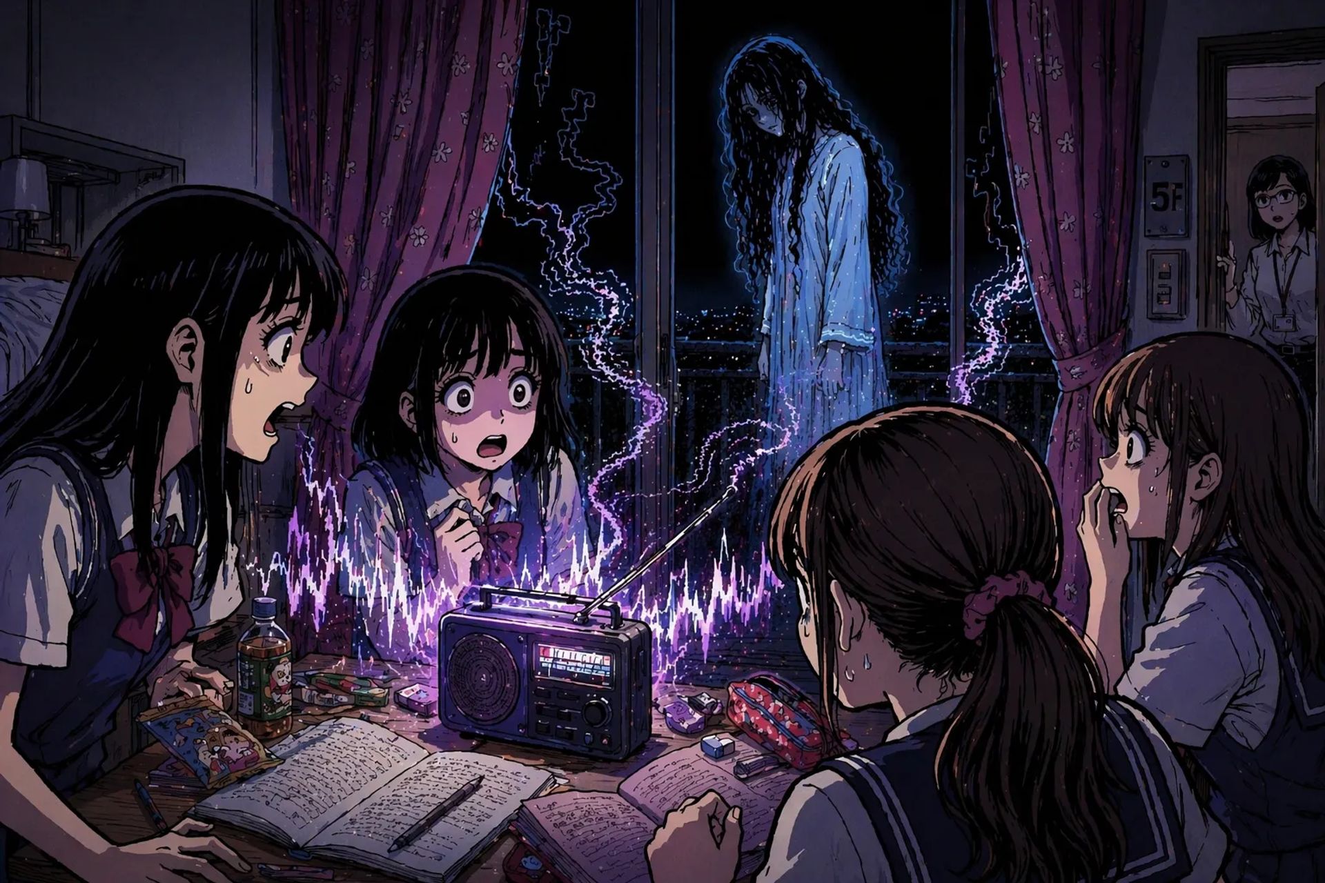 Japanese Ghost Story illustration "title: The Study Camp"