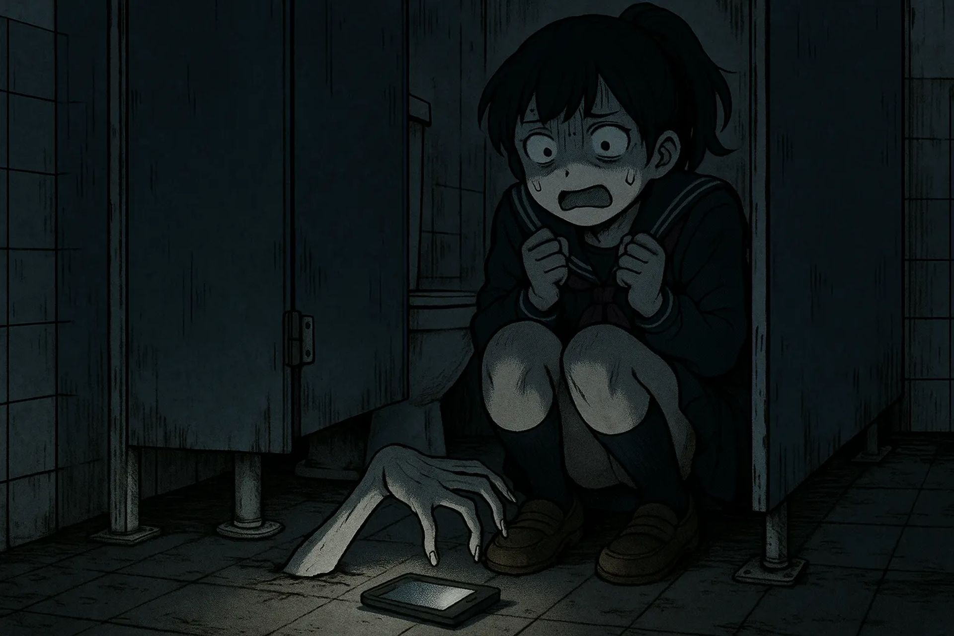 Japanese Ghost Story illustration "title: Hanako's Hand"