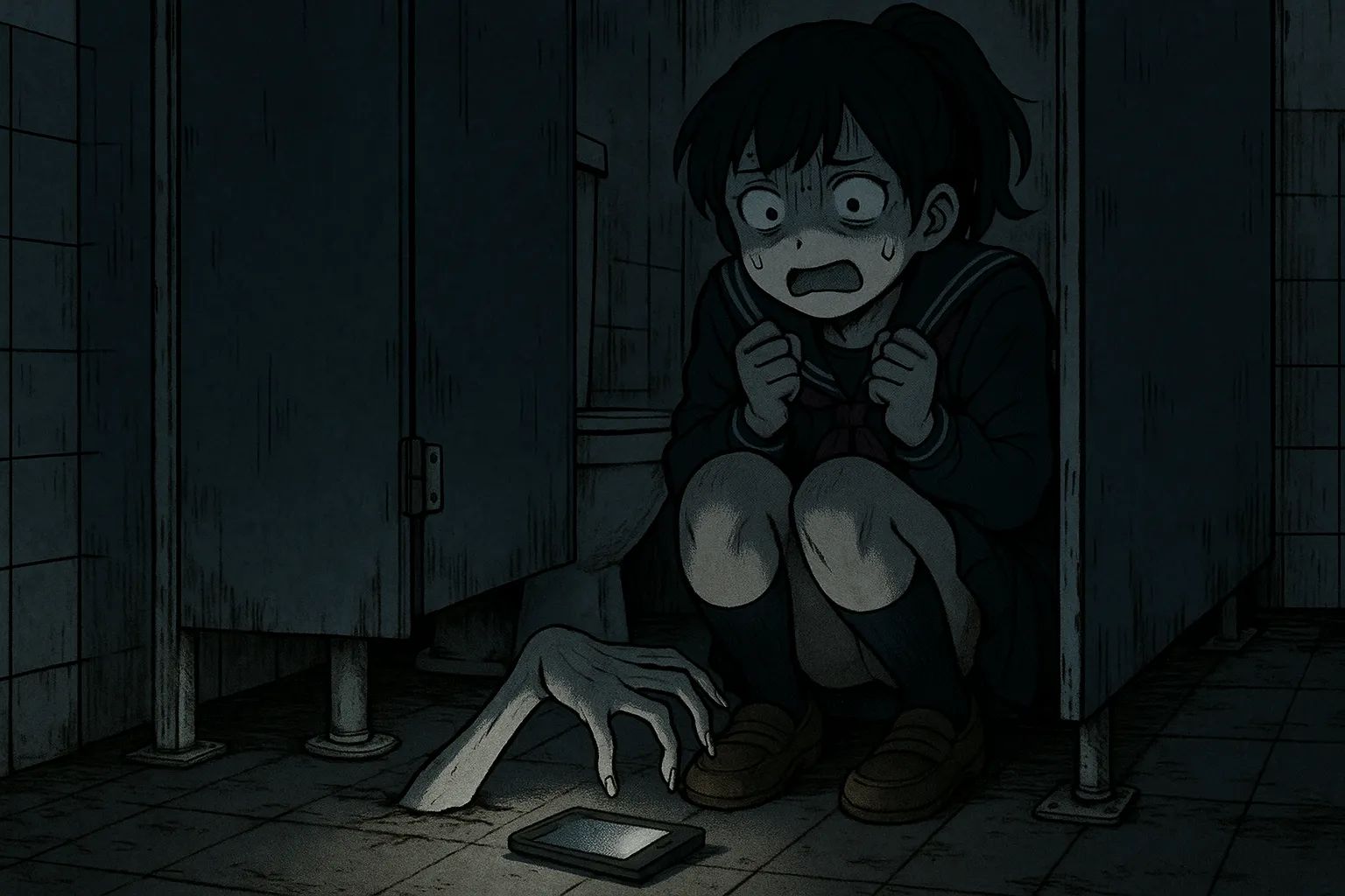 Japanese Ghost Story illustration "title: Hanako's Hand"