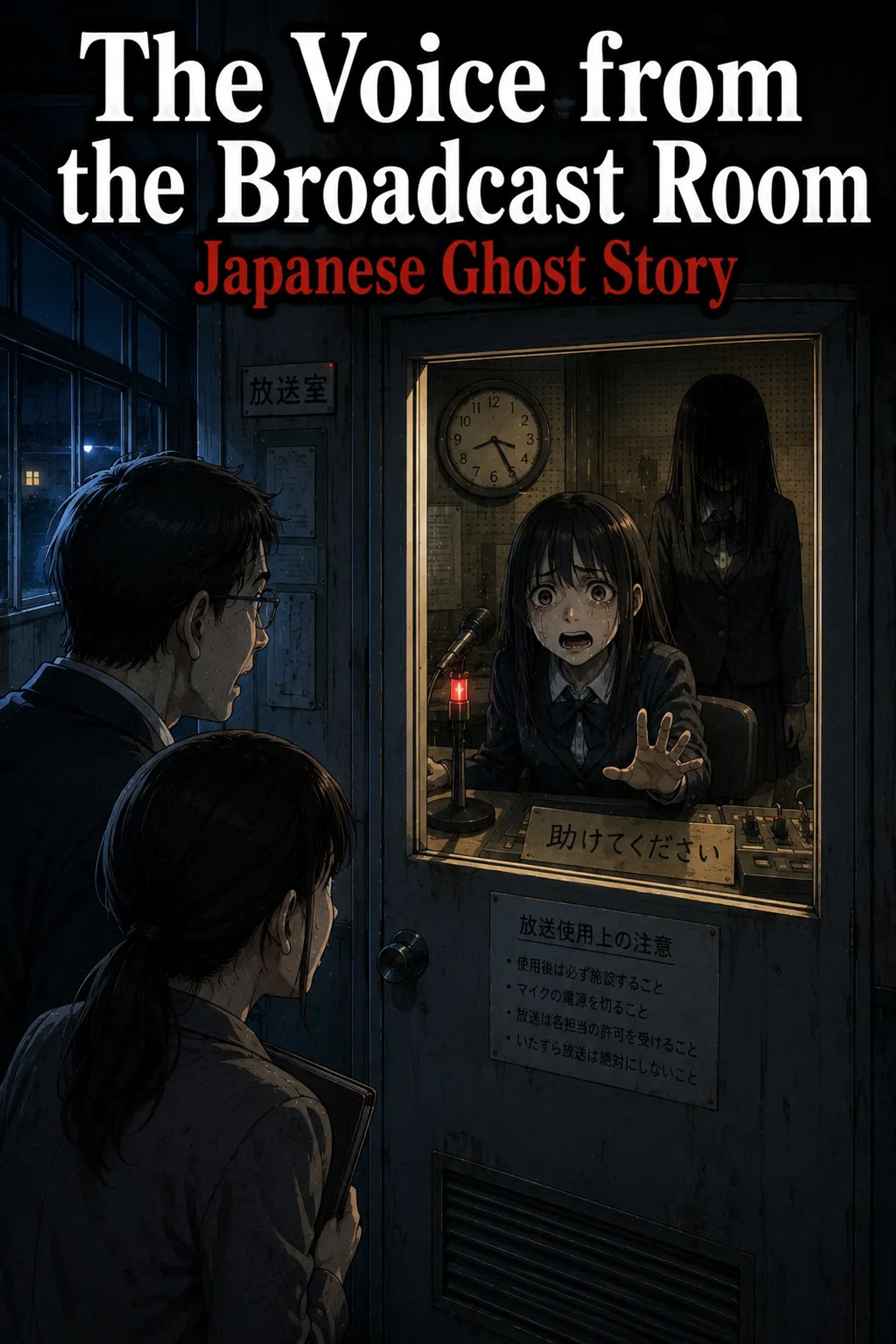 Japanese Ghost Story illustration "title: The Voice from the Broadcast Room"