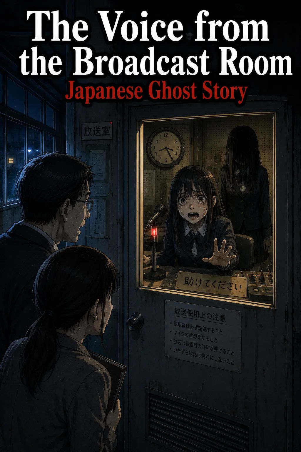 Japanese Ghost Story illustration "title: The Voice from the Broadcast Room"