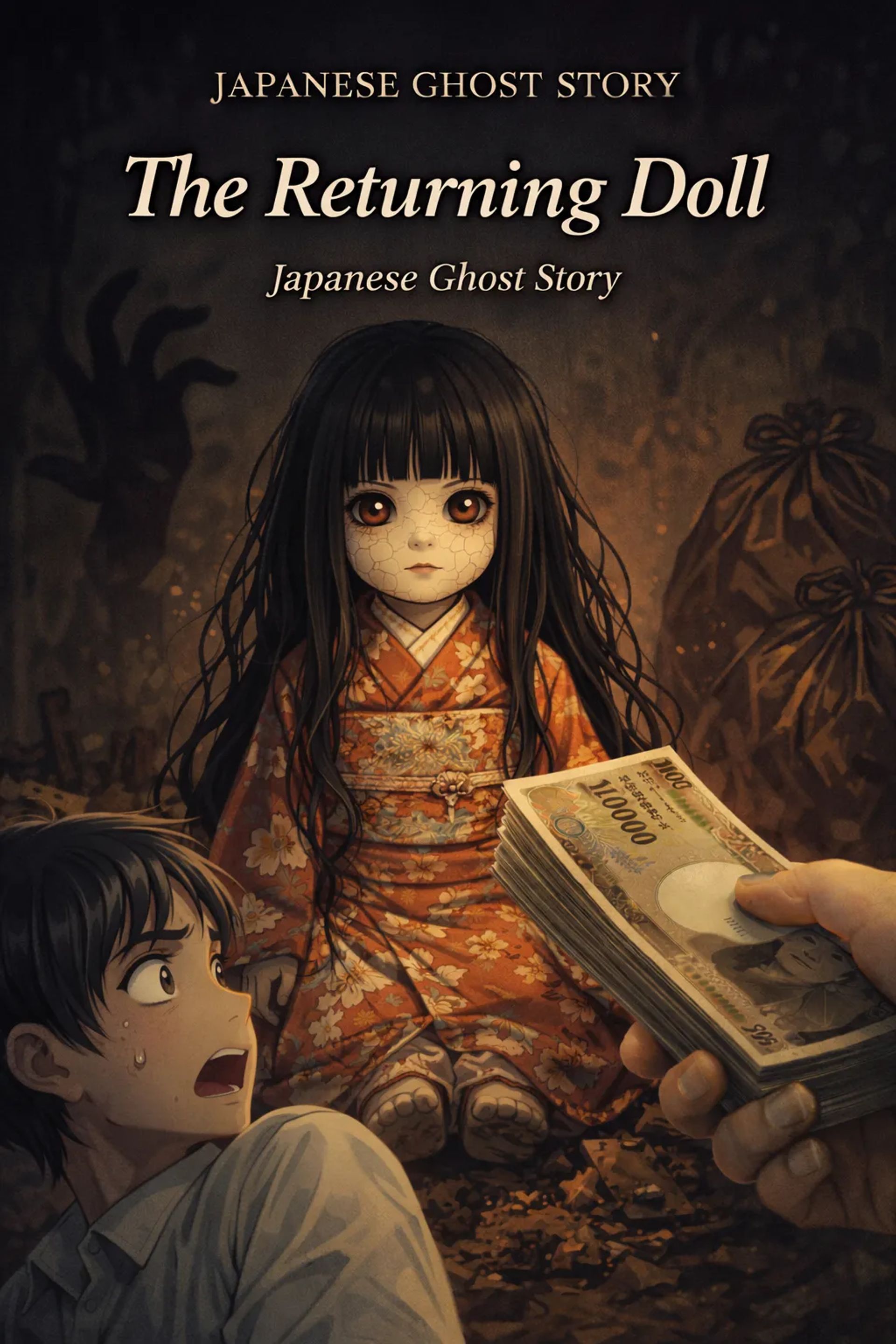 Japanese Ghost Story illustration "title: The Returning Doll"