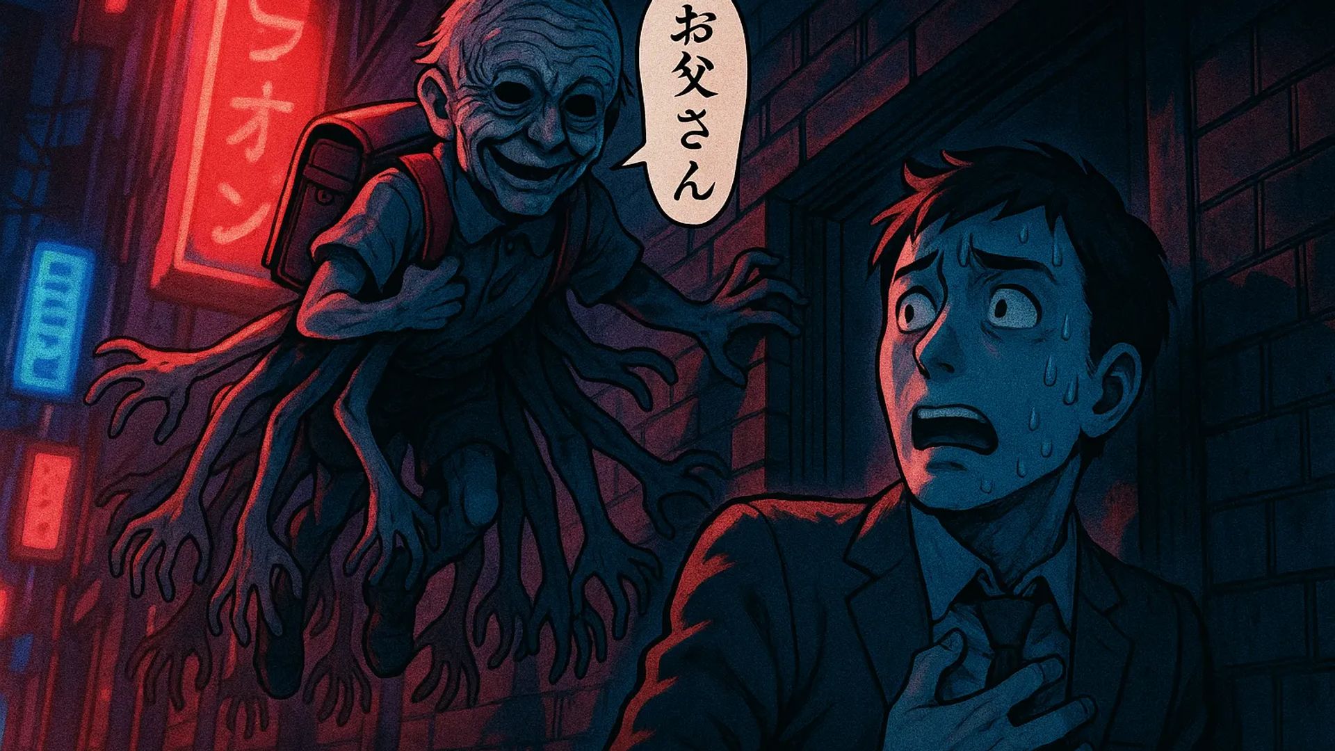 Japanese Ghost Story illustration "title: The Child in the Entertainment District"
