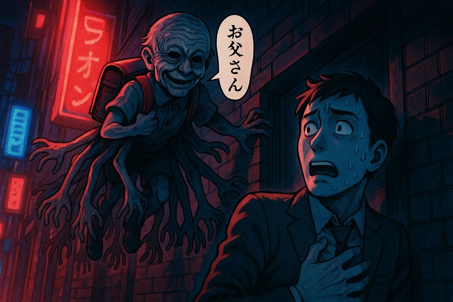 Japanese Ghost Story illustration "title: The Child in the Entertainment District"